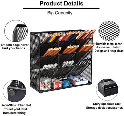 Marbrasse Mesh Desk Organizer, Multi-Functional Pen Holder, Desktop