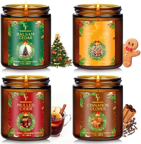 Christmas Candles Set, Scented Candles for Home, 4 Pack Holiday