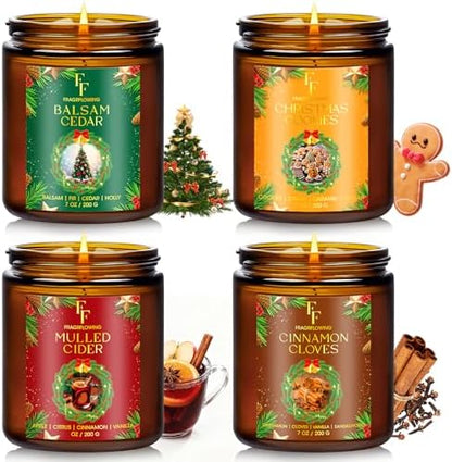 Christmas Candles Set, Scented Candles for Home, 4 Pack Holiday