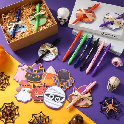Pasimy 24 Sets Halloween Sticky Notes Pen Bulk Classroom Gifts Party