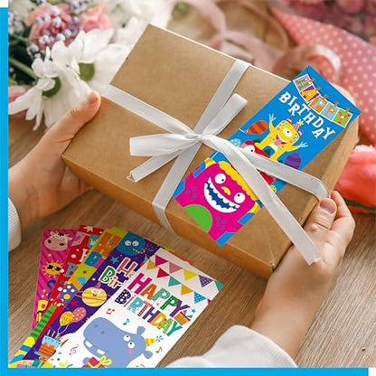 120 PCS Happy Birthday Bookmarks, 30 Unique Designs Double-Sided Read