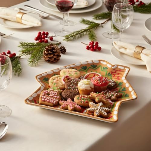UP Gingerbread House Shaped Holiday Serving Platter, BPA-Free Melamine