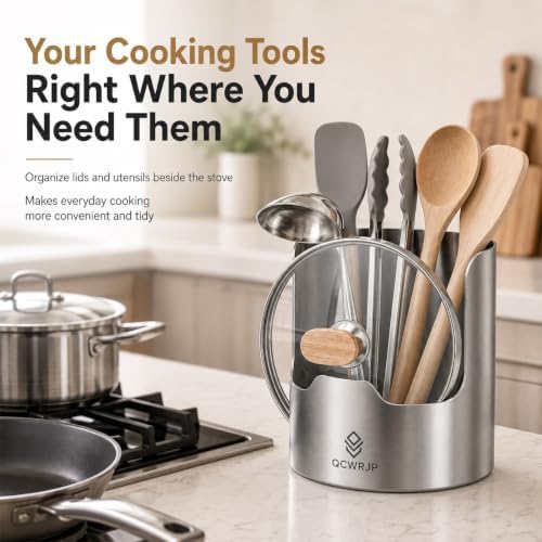 Thickened Stainless Steel Utensil Organizer Kitchen Holder for Pot Lid