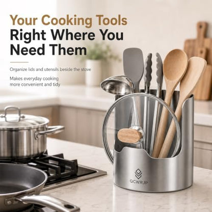 Thickened Stainless Steel Utensil Organizer Kitchen Holder for Pot Lid