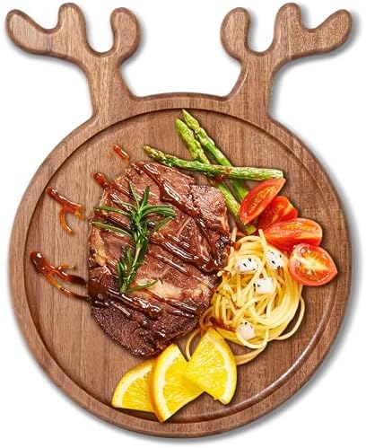 Christmas Reindeer-Shaped Acacia Wood Serving Platter