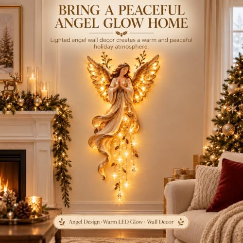 Angel Blessing Wall Light,Starglow Cascading Christmas Angel with