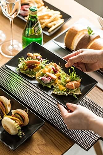 Gomakren Black Serving Platters 10 Inch Rectangular Serving Dishes Set