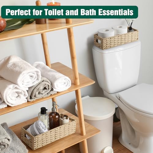 dreamkey Set of 2 Wicker Toilet Paper Storage Baskets, Hand-Woven