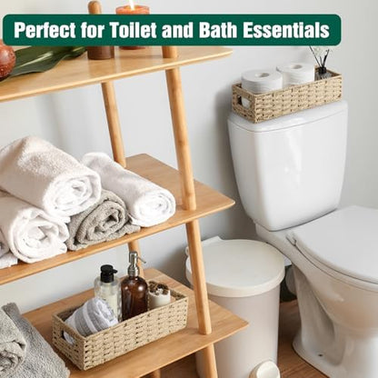 dreamkey Set of 2 Wicker Toilet Paper Storage Baskets, Hand-Woven