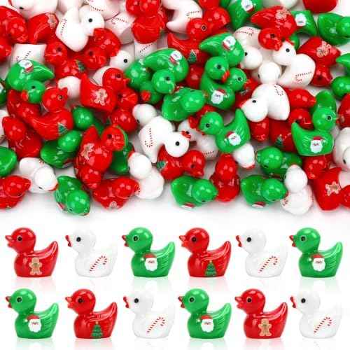 100 Pack Mini Christmas Resin Ducks Resin Figurines Party Favors