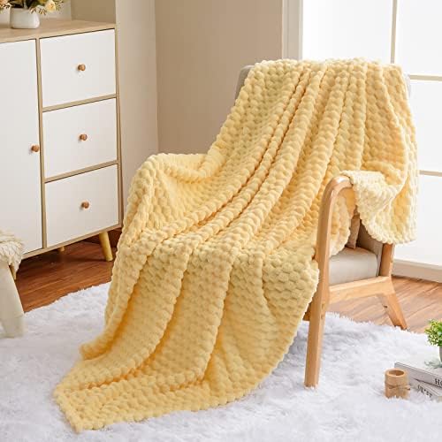 Vessia Flannel Fleece Throw Blanket(50x70 inch), 3D Jacquard Light