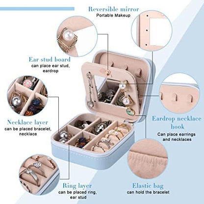 Hillban Bridesmaid Gifts Jewelry Box with Mirror, PU Leather Small