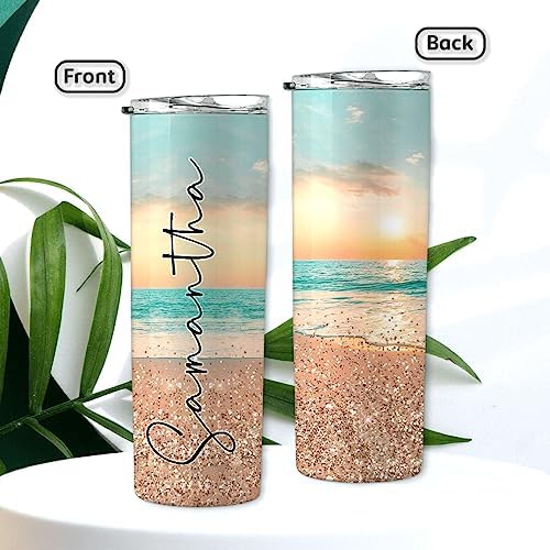 Personalized Summer Beach Vacation 20oz Stainless Steel Tumbler