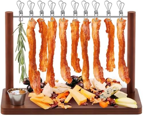 Acacia Wood 15.8 x 7.2 x 10.6 Inches Bacon Display Rack Wooden Bacon