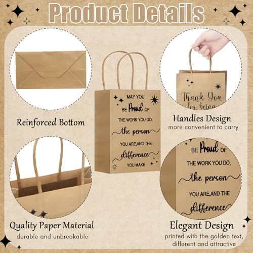 Gueevin 40 Thank You Employee Gift Bags,Appreciation,Kraft Color