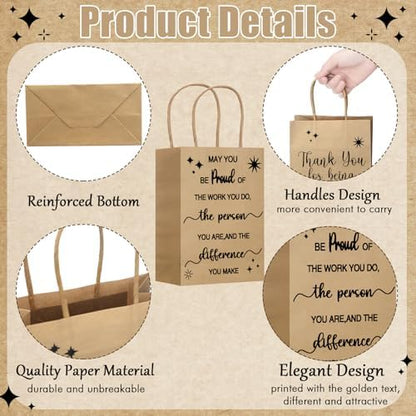 Gueevin 40 Thank You Employee Gift Bags,Appreciation,Kraft Color