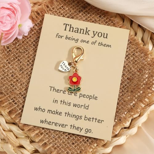 Thank You Keychain with Flower Appreciation Message Card Keycharm for