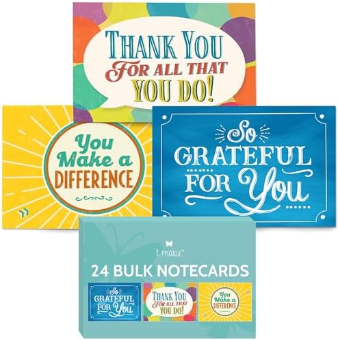 24 Appreciation Cards with Envelopes - Team Gifts, Teacher Gifts Bulk