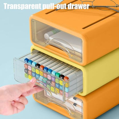 Desk Organizer with Drawers, Stackable Storage Drawers with