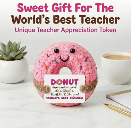 Crochet Donut Gift for Teacher, Inspirational Thank You Present with