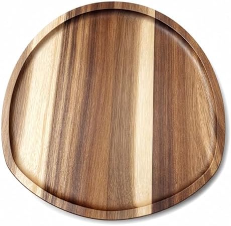 Okllen Set of 5 Small Acacia Wood Serving Platter and Trays, Irregular