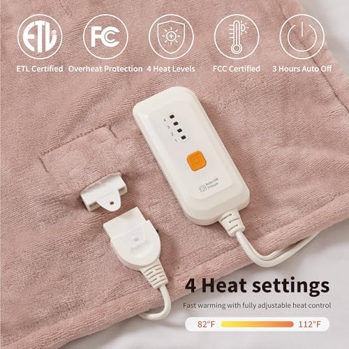 GOTCOZY Heated Blanket-Soft Plush Electric Blanket 50"X60"(Rose Dust)