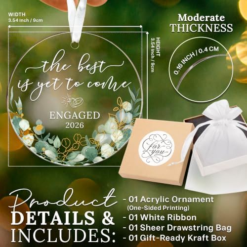 HEXMOZ Engagement Gifts for Couples, Women, Her - Engagement Ornament