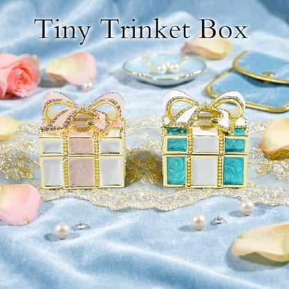 Wowagoga Mini Trinket Box, Bow-knot Gift Box Style Hinged Jewelry Box