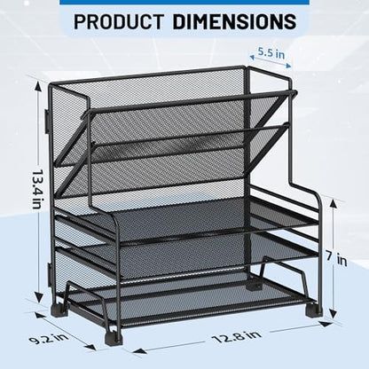 Desk File Organizer, 3-Tier Letter Tray Paper Organizer and 2-Pocket