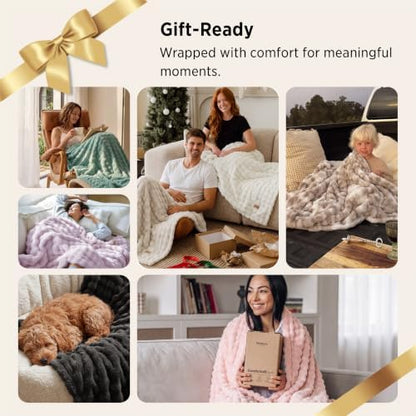 Bedsure Cloud Bubble Soft Throw Blanket for Couch, Dark Grey, 50"×60"