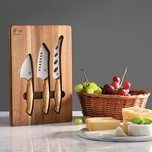 Cangshan 1027327 3-Piece Olive Wood Cheese Knife Set with Acacia