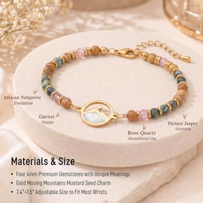 Gold Mustard Seed Bracelet for Teen Girls and Women, Faith Can Move