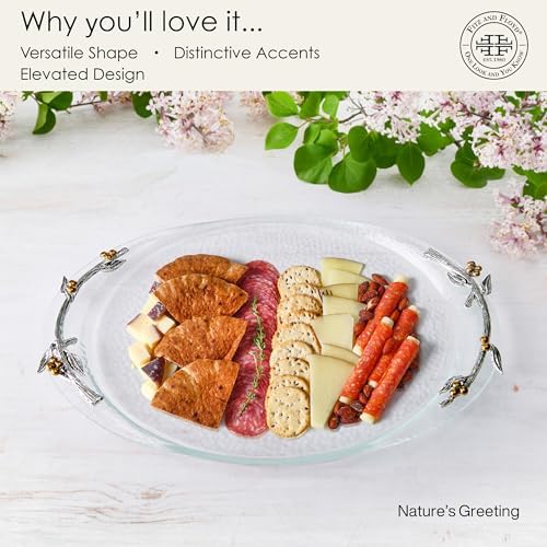 Fitz and Floyd Nature's Greeting Glass Serve Decorative Tray, 14 x