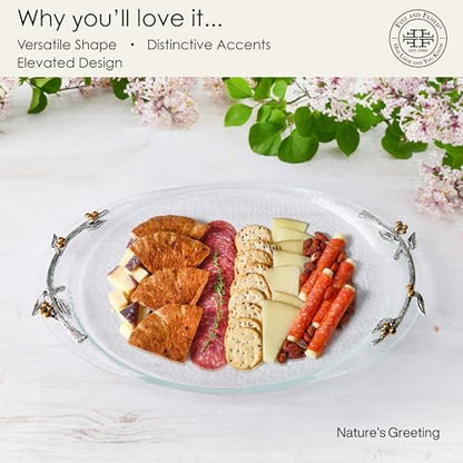 Fitz and Floyd Nature's Greeting Glass Serve Decorative Tray, 14 x
