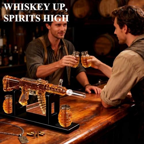 Gun Decanter, AK47 Whiskey Decanter Sets for Men, 25oz Capacity Gun