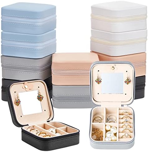 Bucherry 10 Pcs Mini Travel Jewelry Case with Mirror