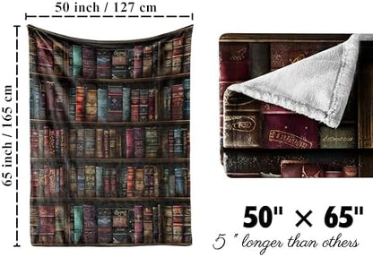Huglanket Book Lovers Gifts, Throw Blanket for Bookish, 50" x 65"