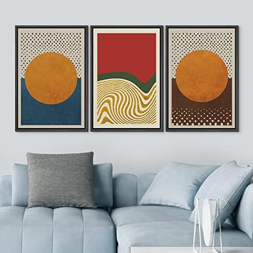 IDEA4WALL Framed Canvas Print Wall Art Set Vibrant Retro Neon Color