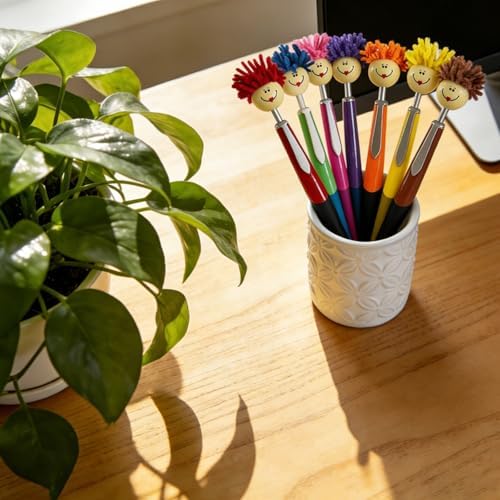 Pens,8pcs Mop Head Ballpoint Pens,gel pens, Funny Mophea Topper Pen