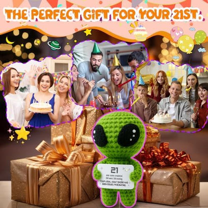 21st Birthday Gifts – Handmade Crochet Alien Plush with Funny Legal