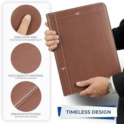 Samsill Contrast Stitch Leather Padfolio and Business Portfolio for