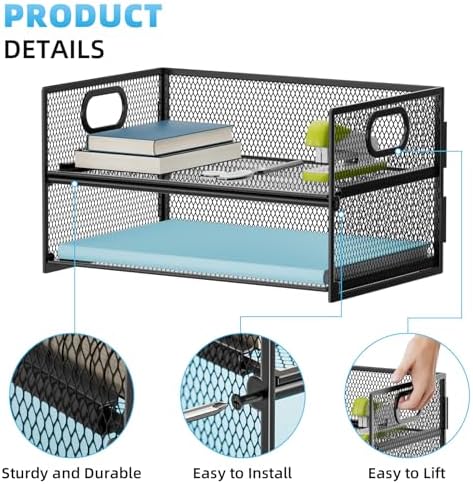 Marbrasse 2 Tier Paper Organizer Letter Tray, Mesh File Organizer with