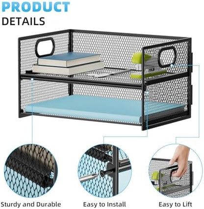 Marbrasse 2 Tier Paper Organizer Letter Tray, Mesh File Organizer with