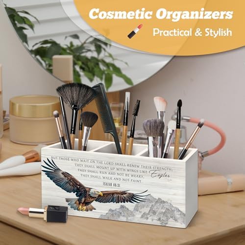 Christian Pen Holder Organizer for Desk Accessories, Eagle Bible Verse