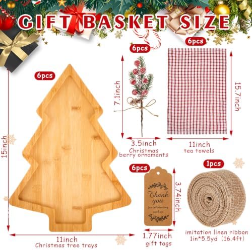 FoldTier 6 Set Christmas Serving Platter Set Bamboo Tray