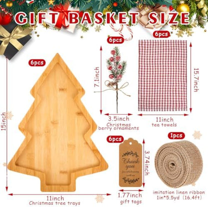 FoldTier 6 Set Christmas Serving Platter Set Bamboo Tray
