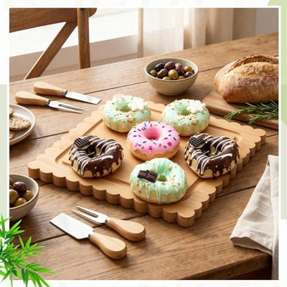 Briwooody Bamboo Scalloped Cutting Boards Pasta Shaped Charcuterie