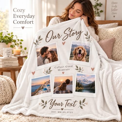Custom Photo Blanket for Couples Family Pet, Anniversary Birthday Gift
