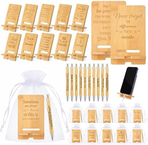 60 Pcs Employee Appreciation Gifts Bulk, 20 Wooden Phone Stands, 20