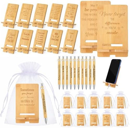 60 Pcs Employee Appreciation Gifts Bulk, 20 Wooden Phone Stands, 20